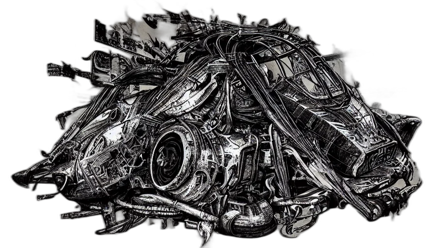 car, robot, weapon, shoes, photorealistic, concept art, cyberpunk, comic book art transparent PNG cut-out