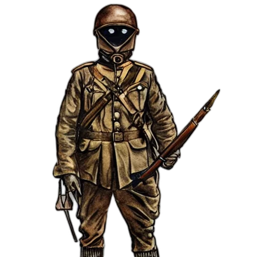 jacket, staff, mask, weapon transparent PNG cut-out