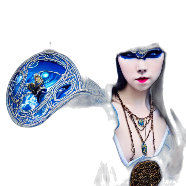 jewelry, mask, staff, fantasy art, photorealistic, 3d render, concept art, outer space transparent PNG cut-out