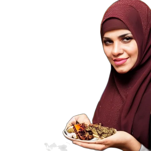 food, photorealistic, muslim, woman, bar transparent PNG cut-out