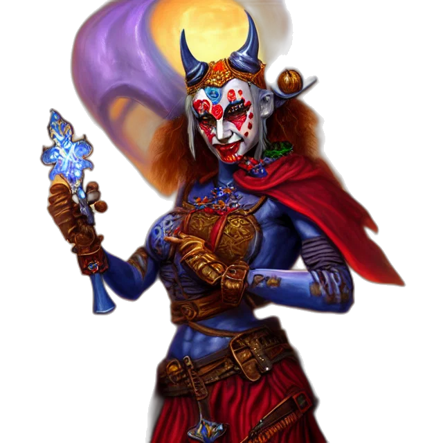mask, staff, fantasy art, concept art, pixel art, comic book art, beautiful, jester transparent PNG cut-out
