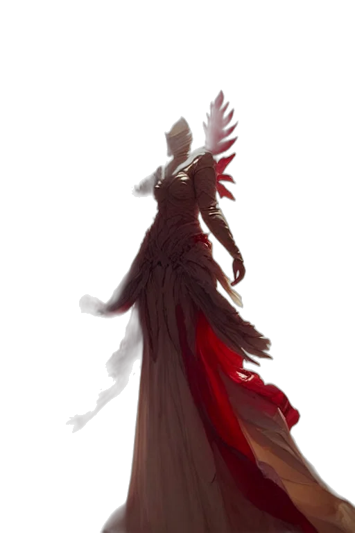 dress, staff, creature, weapon transparent PNG cut-out