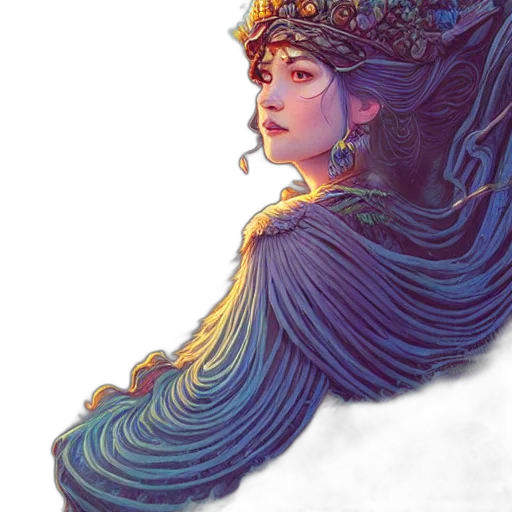 crown, dress, dragon, face, fantasy art, watercolor, concept art, comic book art transparent PNG cut-out
