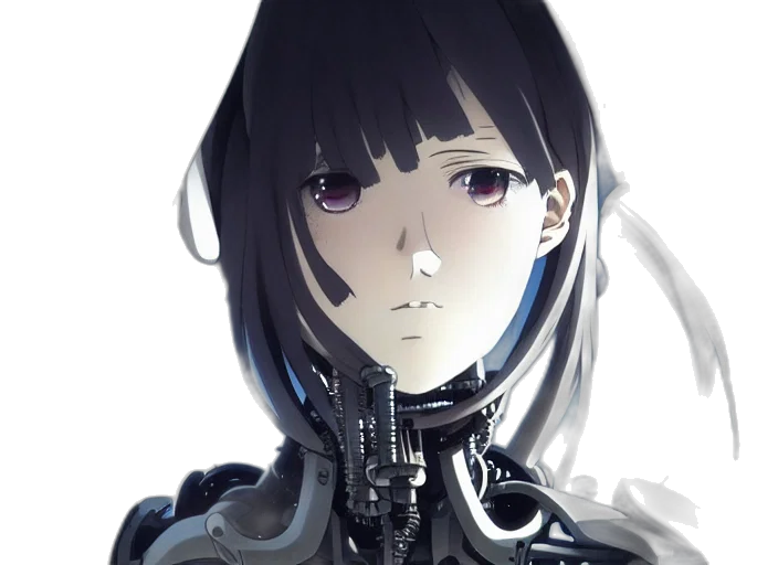 robot, face, mask, weapon, cyberpunk, concept art, pixel art, anime transparent PNG cut-out