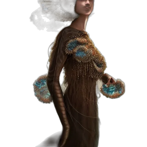dress, staff, creature, jewelry, concept art, fantasy art, 3d render, pixel art transparent PNG cut-out