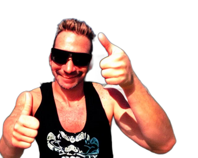 staff, selfie, man, wearing, tank, top, sunglasses, drinking transparent PNG cut-out