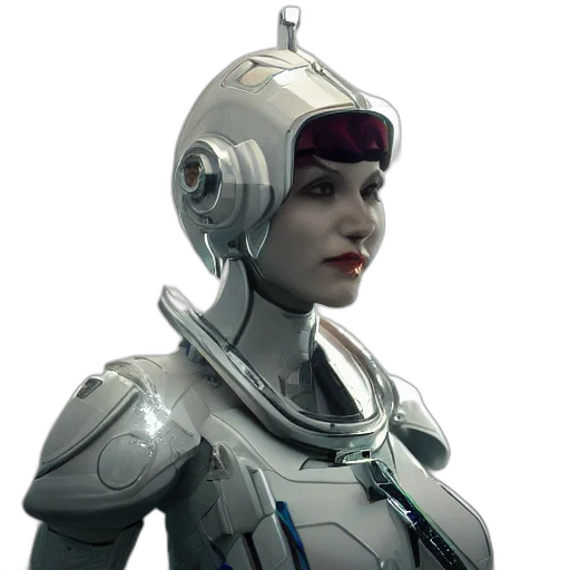 robot, face, concept art, cyberpunk, 3d render, fantasy art, space, queen transparent PNG cut-out