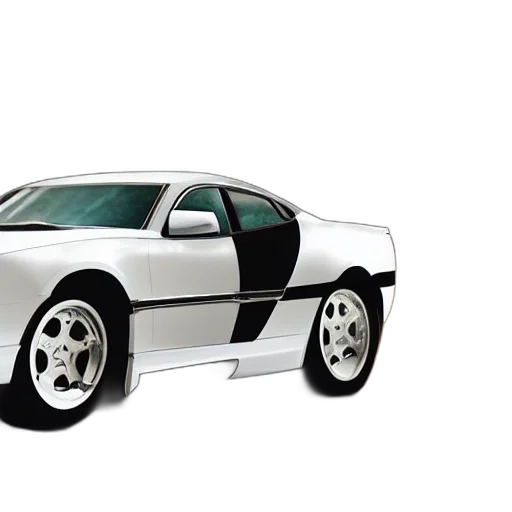 car, photorealistic, 3d render, concept art, vaporwave, monochrome, walter, white transparent PNG cut-out