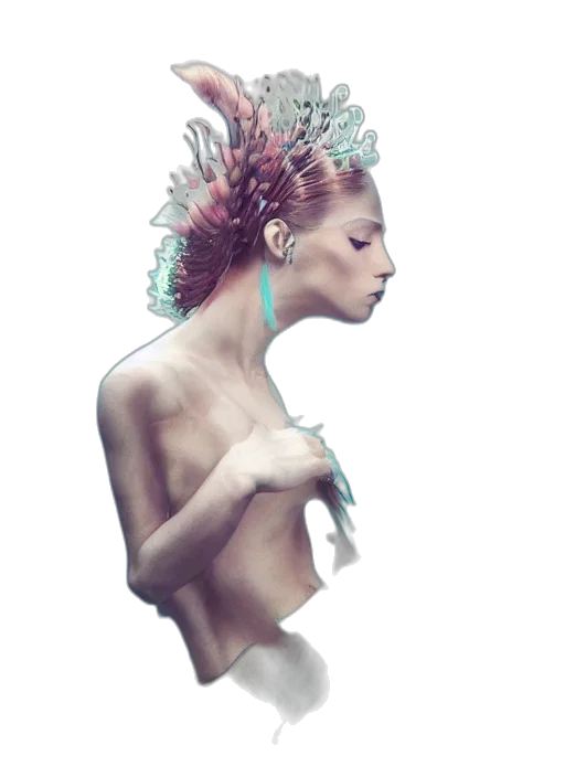 crown, jewelry, hair, dress, fantasy art, photorealistic, concept art, 3d render transparent PNG cut-out