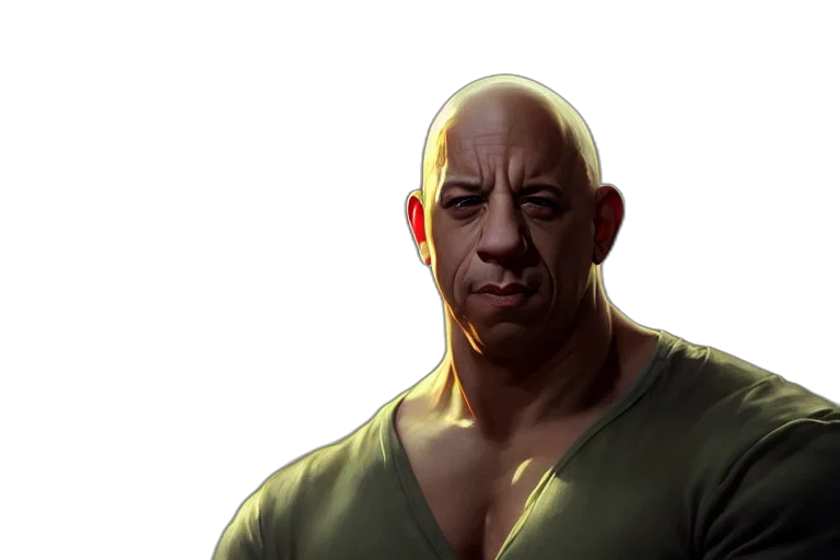 face, photorealistic, concept art, comic book art, cartoon, vin, diesel, shapeshifting transparent PNG cut-out
