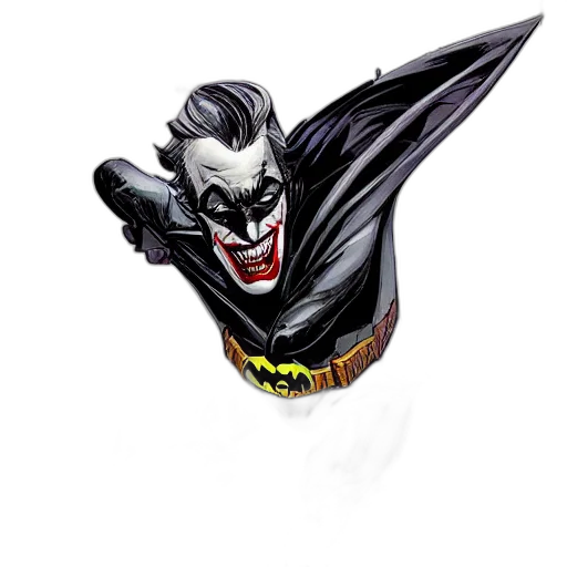 mask, comic book art, concept art, 3d render, cartoon, batman, putting, joker transparent PNG cut-out