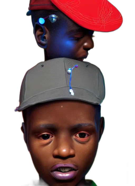 face, hat, mask, creature, concept art, 3d render, photorealistic, cartoon transparent PNG cut-out