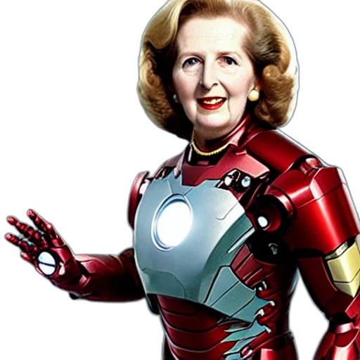 robot, comic book art, margaret, thatcher, iron, man, film, poster transparent PNG cut-out