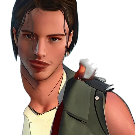 jacket, face, weapon, staff, concept art, photorealistic, 3d render, pixel art transparent PNG cut-out