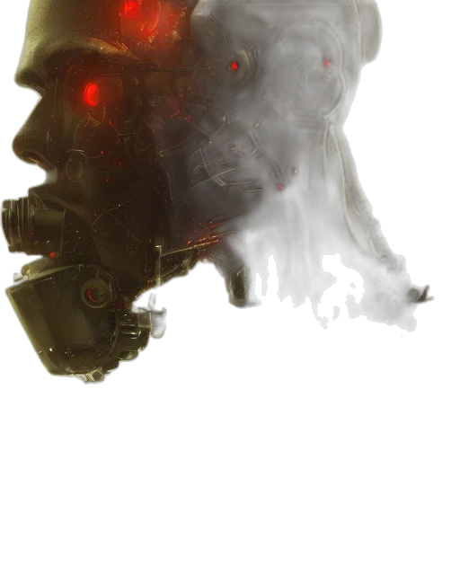 robot, mask, face, creature, concept art, cyberpunk, fantasy art, 3d render transparent PNG cut-out