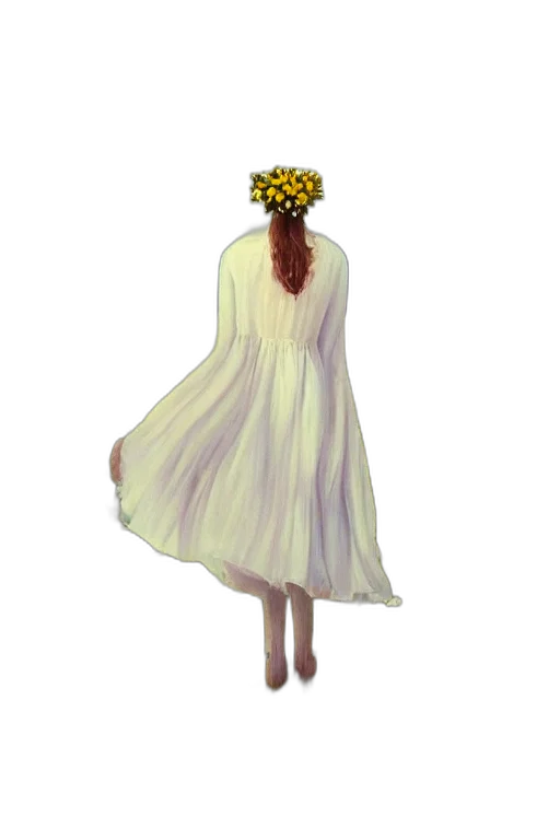 dress, crown, flower, hat, concept art, pixel art, fantasy art, 3d render transparent PNG cut-out