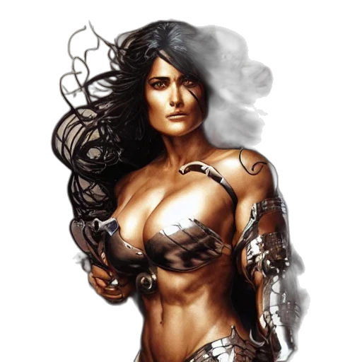 jewelry, comic book art, fantasy art, concept art, photorealistic, muscular, beautiful, salma transparent PNG cut-out