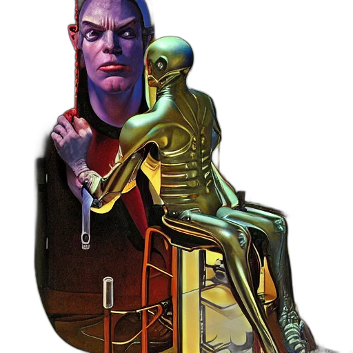robot, jewelry, staff, furniture, concept art, comic book art, fantasy art, 3d render transparent PNG cut-out
