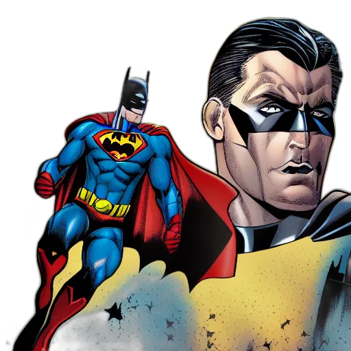 comic book art, concept art, batman, mixed transparent PNG cut-out