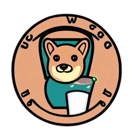 simple, logo, corgi, drinking, boba, milk, tea, design transparent PNG cut-out