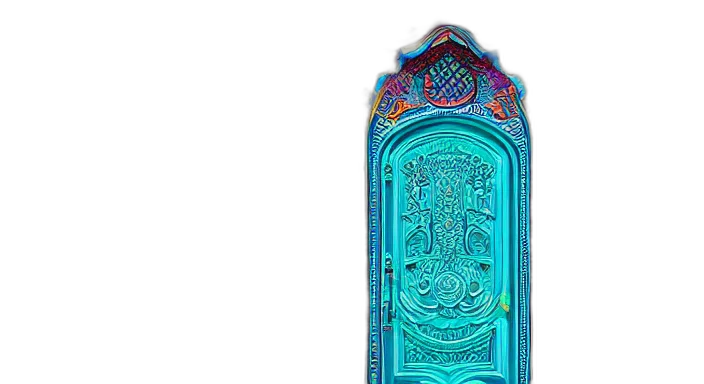 jewelry, bottle, sword, crown, 3d render, concept art, neon lights, blue transparent PNG cut-out
