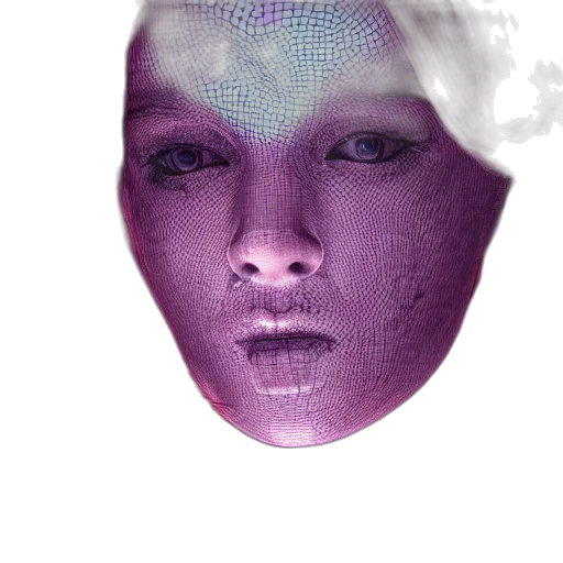 mask, face, robot, creature, vaporwave, cyberpunk, 3d render, photorealistic transparent PNG cut-out