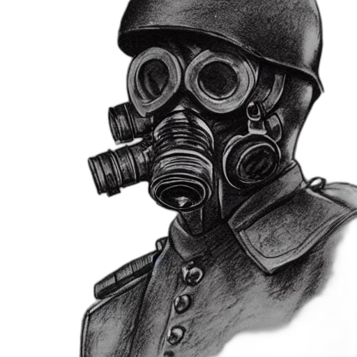 mask, jacket, face, robot, pencil sketch, concept art, photorealistic, comic book art transparent PNG cut-out