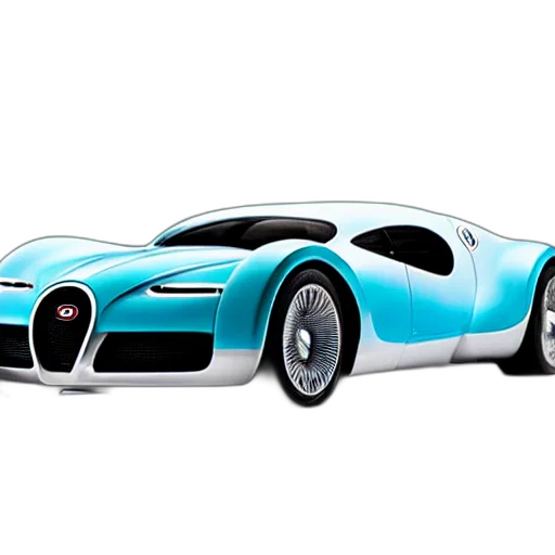 car, 3d render, concept art, photorealistic, cartoon, blue, bugatti, type transparent PNG cut-out