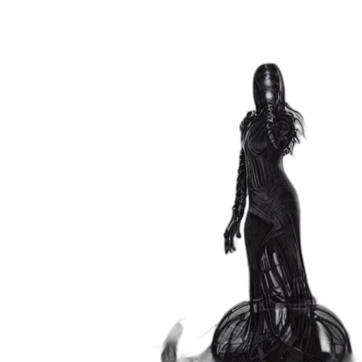 dress, creature, hair, staff, concept art, photorealistic, 3d render, underwater transparent PNG cut-out