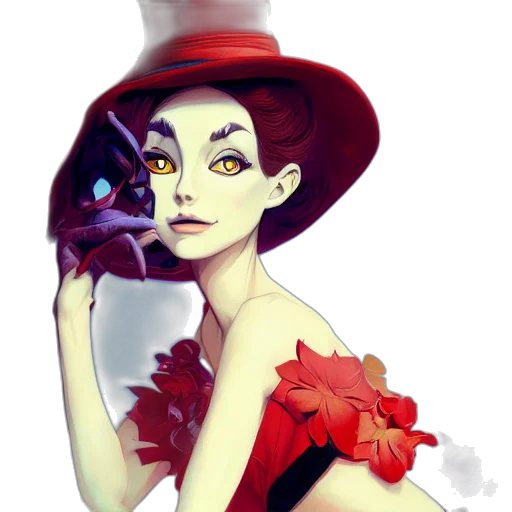 hat, dress, mask, fantasy art transparent PNG cut-out