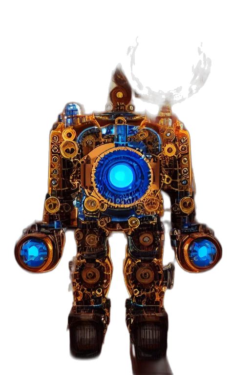 robot, staff, weapon, concept art, 3d render, fantasy art, pixel art, portrait transparent PNG cut-out