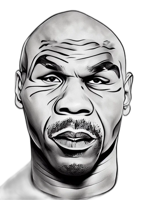 face, cartoon, comic book art, photorealistic, concept art, portrait, mike, tyson transparent PNG cut-out