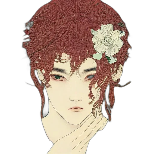 crown, flower, face, mask, fantasy art, anime, pixel art, watercolor transparent PNG cut-out