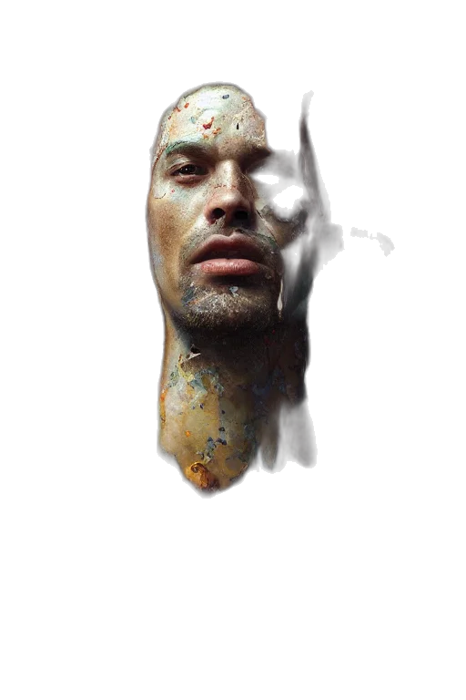 face, mask, staff, weapon, photorealistic, concept art, 3d render, fantasy art transparent PNG cut-out