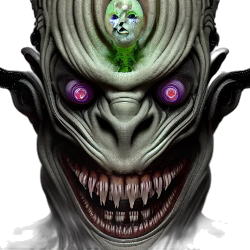 face, mask, creature, concept art, fantasy art, photorealistic, comic book art, green transparent PNG cut-out