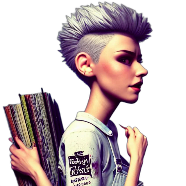 staff, comic book art, cartoon, concept art, cyberpunk, full, body, pose transparent PNG cut-out
