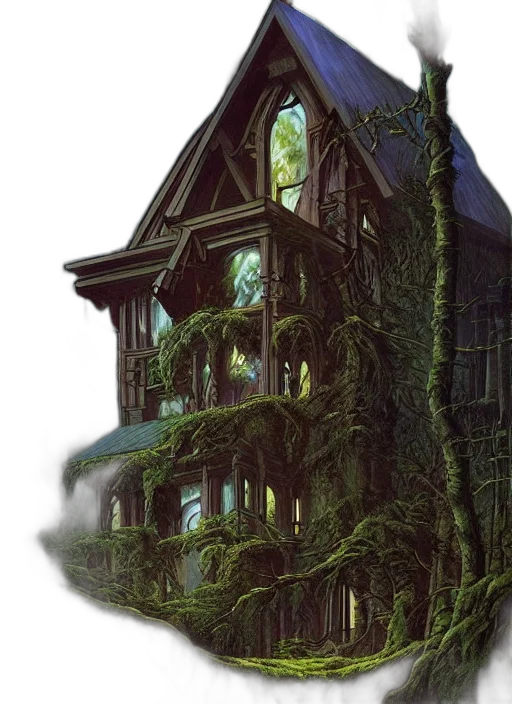 building, tree, creature, hair transparent PNG cut-out