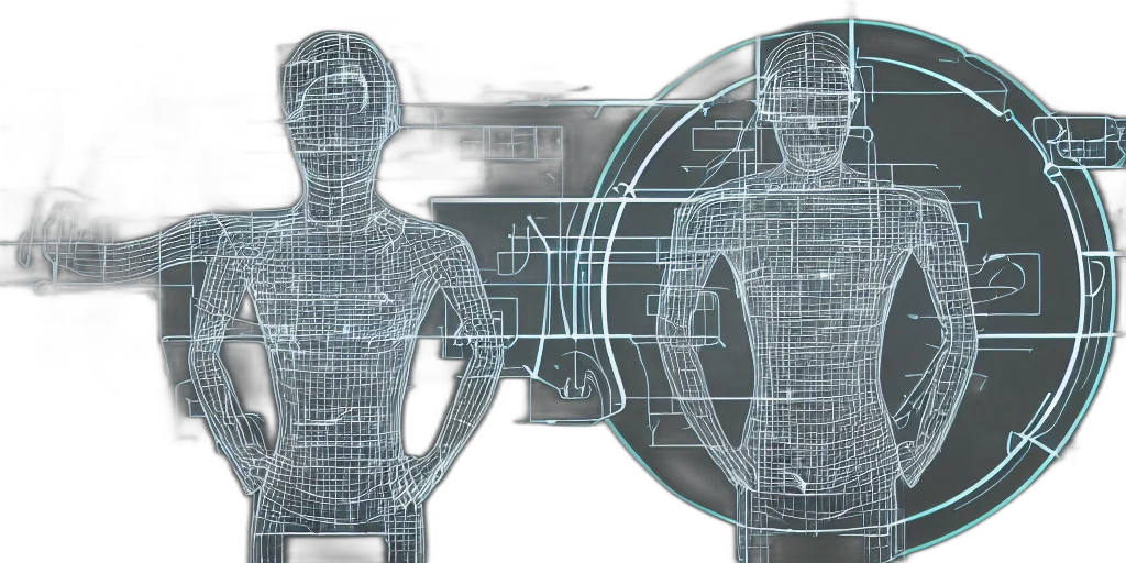 cyberpunk, 3d render, concept art, human transparent PNG cut-out