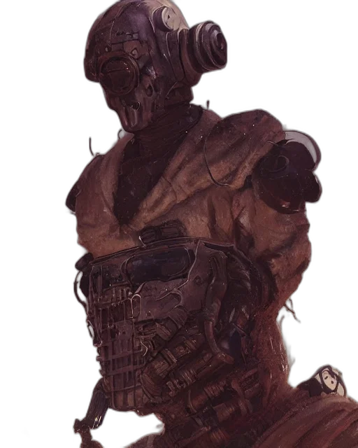 mask, staff, creature, robot, concept art, fantasy art, photorealistic, 3d render transparent PNG cut-out