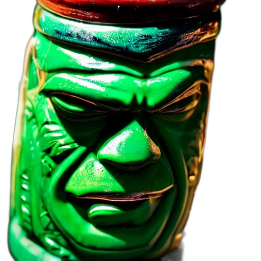 bottle, mask, face, crown, 3d render, photorealistic, concept art, comic book art transparent PNG cut-out