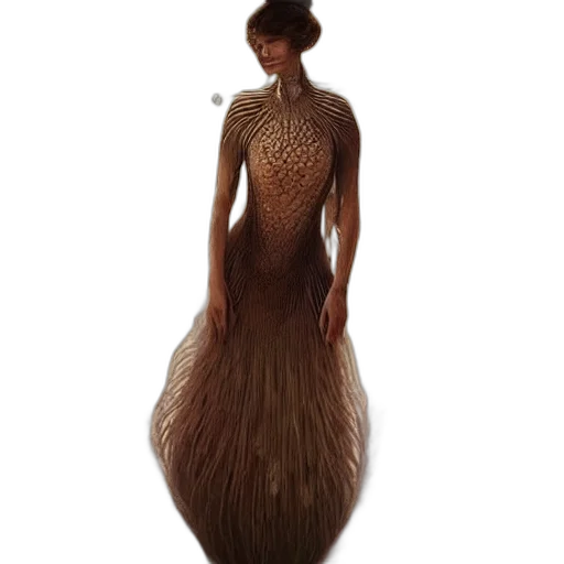 dress, hair, creature, hat, fantasy art, concept art, 3d render, photorealistic transparent PNG cut-out
