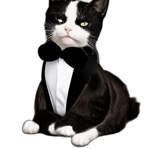animal, staff, hat, photorealistic, cat, wearing, black, suit transparent PNG cut-out