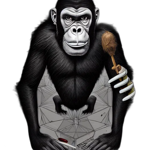 animal, concept art, photorealistic, comic book art, cartoon, vampire, ape, realistic transparent PNG cut-out
