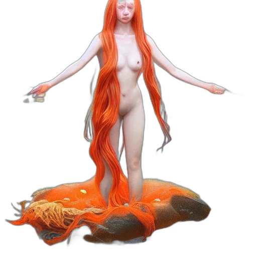 creature, hair, dress, animal, concept art, fantasy art, 3d render, pixel art transparent PNG cut-out
