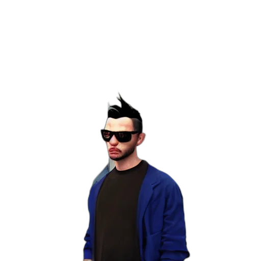 jacket, staff, 3d render, cartoon, concept art, pixel art, neon, blue transparent PNG cut-out