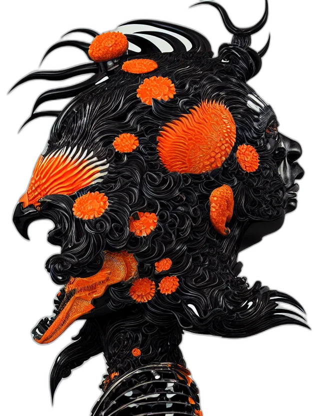 mask, hair, creature, dragon, 3d render, concept art, fantasy art, photorealistic transparent PNG cut-out
