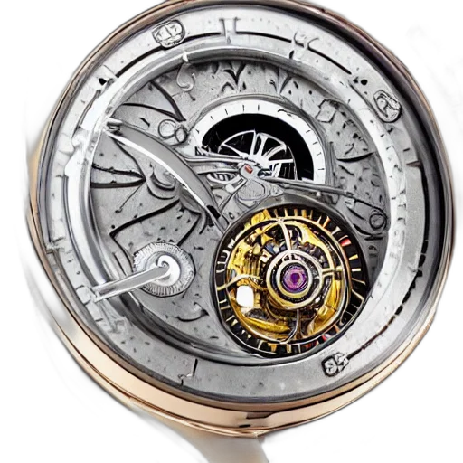 jewelry, retro, futuristic, tourbillon, watch, extremely, detailed, highly transparent PNG cut-out