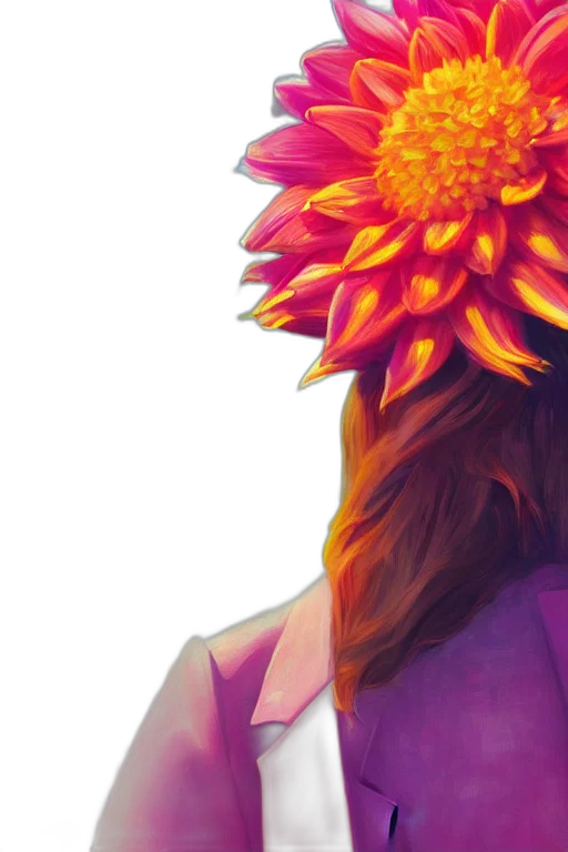 flower, dress, crown, face, watercolor, photorealistic, concept art, fantasy art transparent PNG cut-out