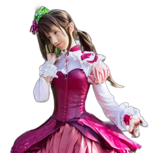 dress, 3d render, photorealistic, concept art, fantasy art, aerith, gainsborough transparent PNG cut-out