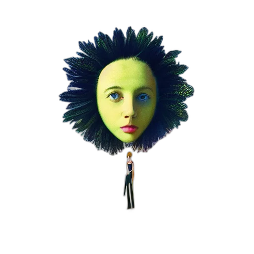 hair, crown, umbrella, mask, 3d render, concept art, photorealistic, fantasy art transparent PNG cut-out